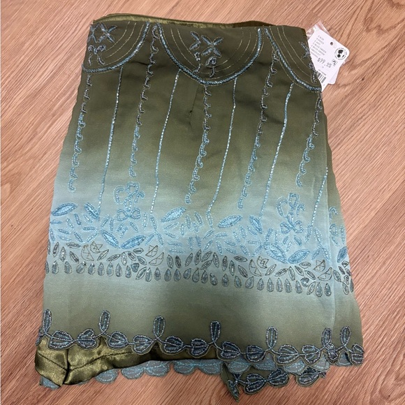 Free People Olive Green Embroidered Mini Wrap Skirt - Picture 6 of 6